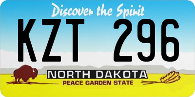ND license plate KZT296