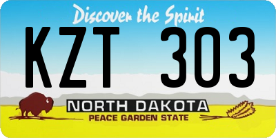 ND license plate KZT303