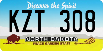 ND license plate KZT308