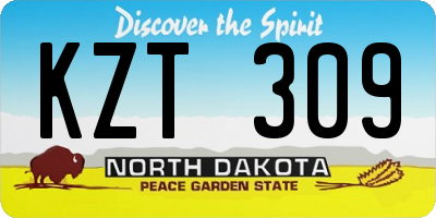 ND license plate KZT309