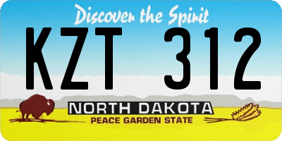 ND license plate KZT312