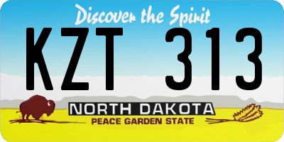 ND license plate KZT313