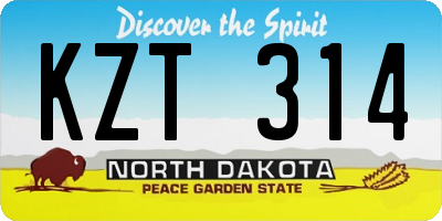 ND license plate KZT314