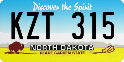 ND license plate KZT315