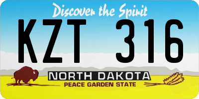 ND license plate KZT316