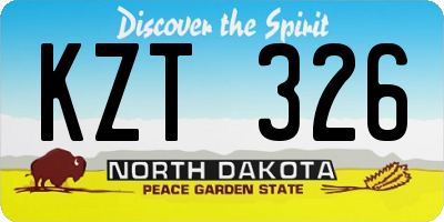 ND license plate KZT326