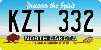 ND license plate KZT332