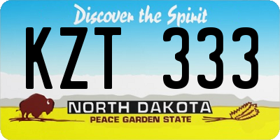 ND license plate KZT333