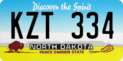 ND license plate KZT334