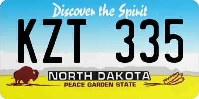 ND license plate KZT335