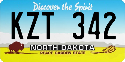 ND license plate KZT342