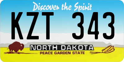 ND license plate KZT343