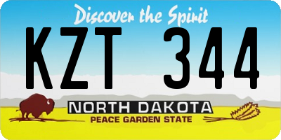 ND license plate KZT344