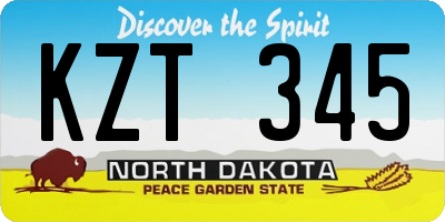 ND license plate KZT345