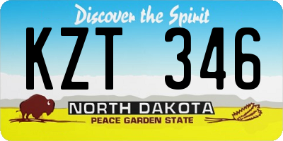 ND license plate KZT346