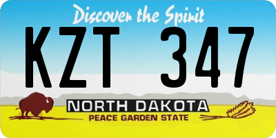 ND license plate KZT347