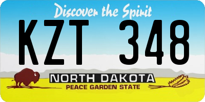 ND license plate KZT348