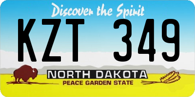 ND license plate KZT349