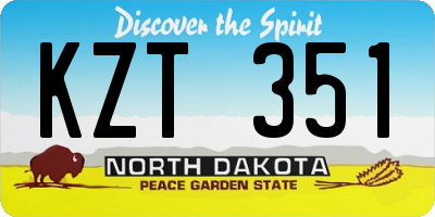 ND license plate KZT351