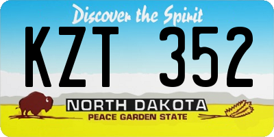ND license plate KZT352
