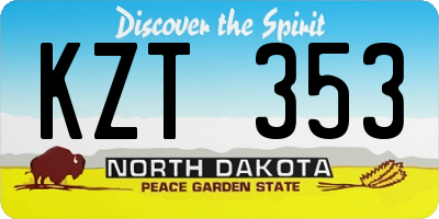 ND license plate KZT353