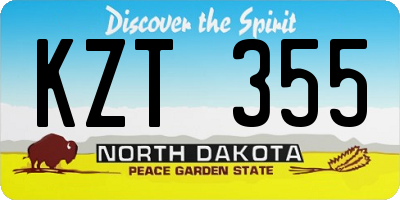 ND license plate KZT355