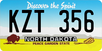 ND license plate KZT356