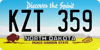 ND license plate KZT359