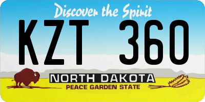 ND license plate KZT360