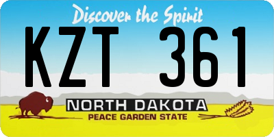 ND license plate KZT361