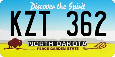 ND license plate KZT362