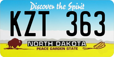 ND license plate KZT363