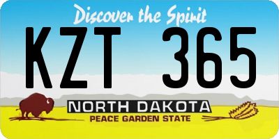 ND license plate KZT365