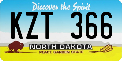 ND license plate KZT366