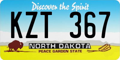 ND license plate KZT367