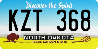 ND license plate KZT368