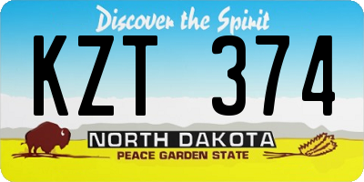 ND license plate KZT374