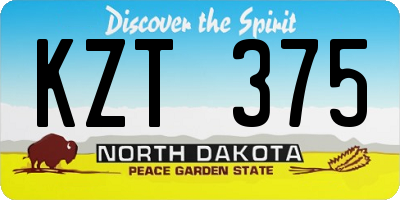 ND license plate KZT375