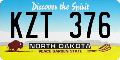 ND license plate KZT376