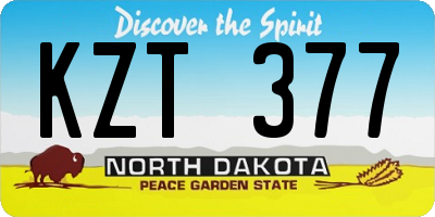 ND license plate KZT377