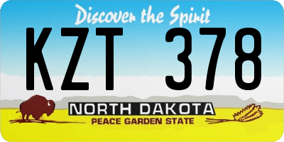 ND license plate KZT378