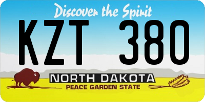 ND license plate KZT380