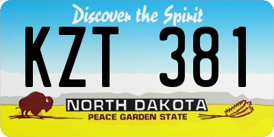 ND license plate KZT381