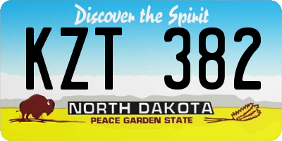 ND license plate KZT382