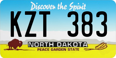 ND license plate KZT383