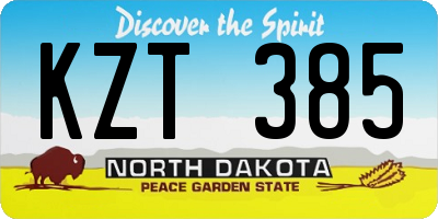 ND license plate KZT385
