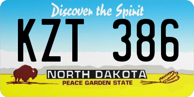 ND license plate KZT386