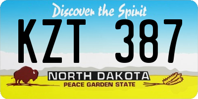 ND license plate KZT387