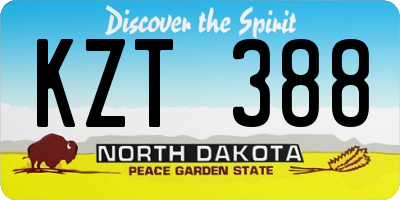ND license plate KZT388
