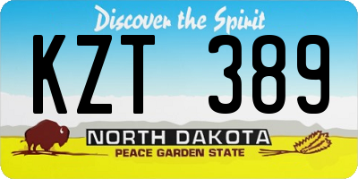 ND license plate KZT389